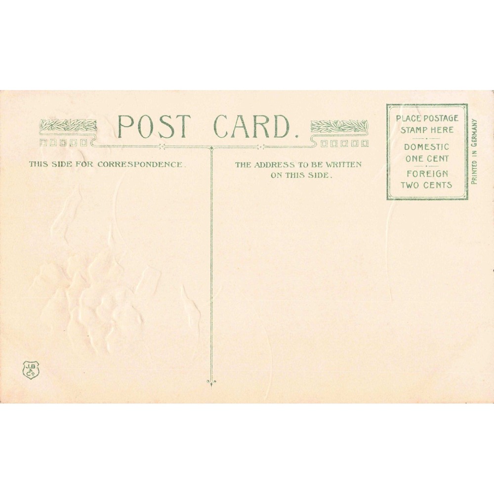 Vintage Embossed Birthday Postcard Purple Pansies Country Landscape Germany VG+ - Picture 2 of 2